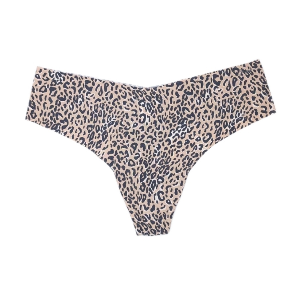 Victoria's Secret Pink No Show Thong XXL Animal Print Panty Women Smooth NEW VS